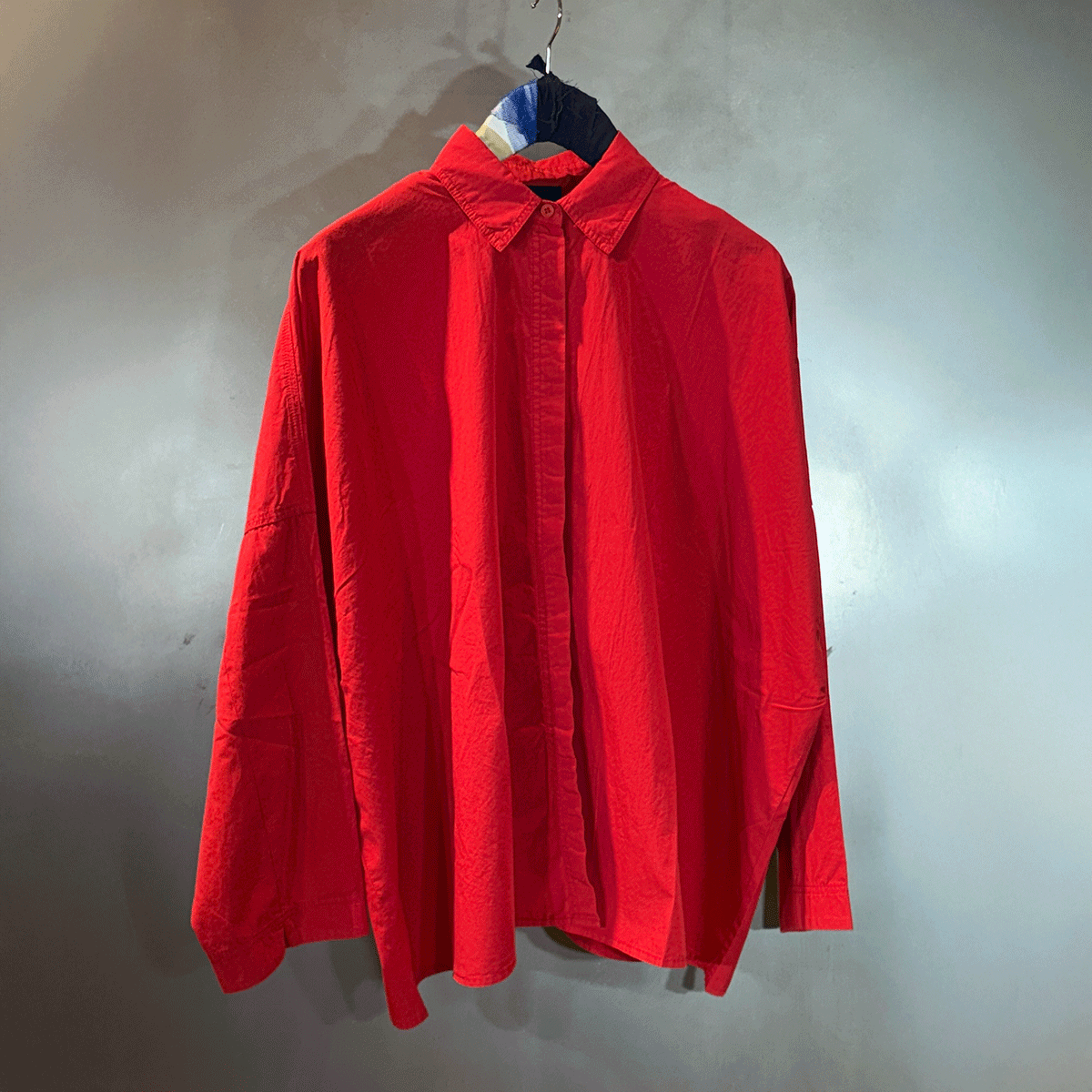 bluse rundholz frauen baumwolle rot weit dacapo aachen
