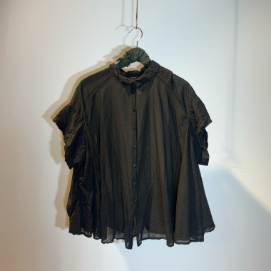 bluse rundholz frauen baumwolle rot weit dacapo aachen