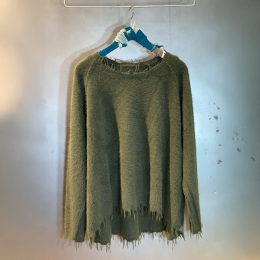 pullover rundholz frauen grün dacapo aachen
