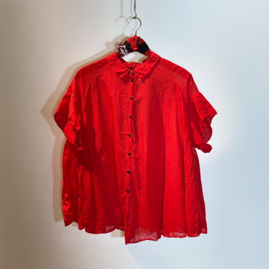 bluse rundholz frauen baumwolle rot weit dacapo aachen